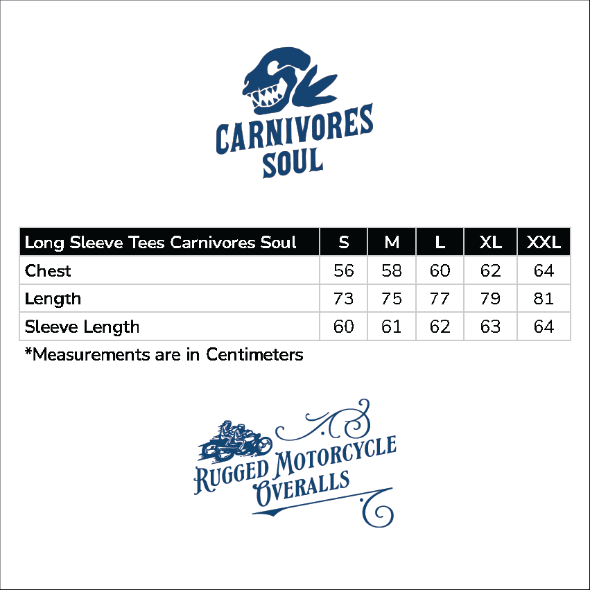 Square - Long Sleeve Tees Size Chart Carnivores Soul 2026
