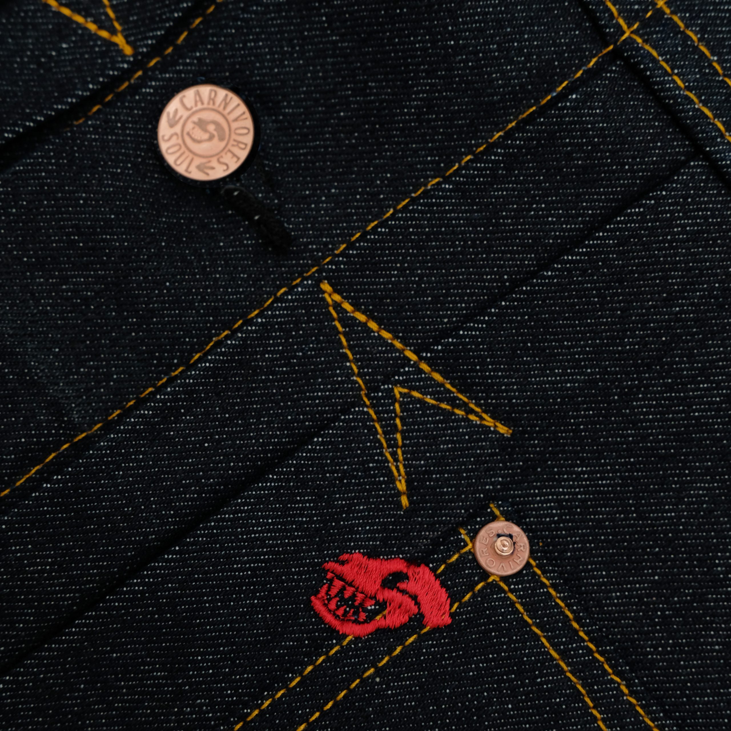 Carnivores Soul - VICTORY Double Elbow Denim jacket - 13,75 Oz Selvedge Denim - Image 7