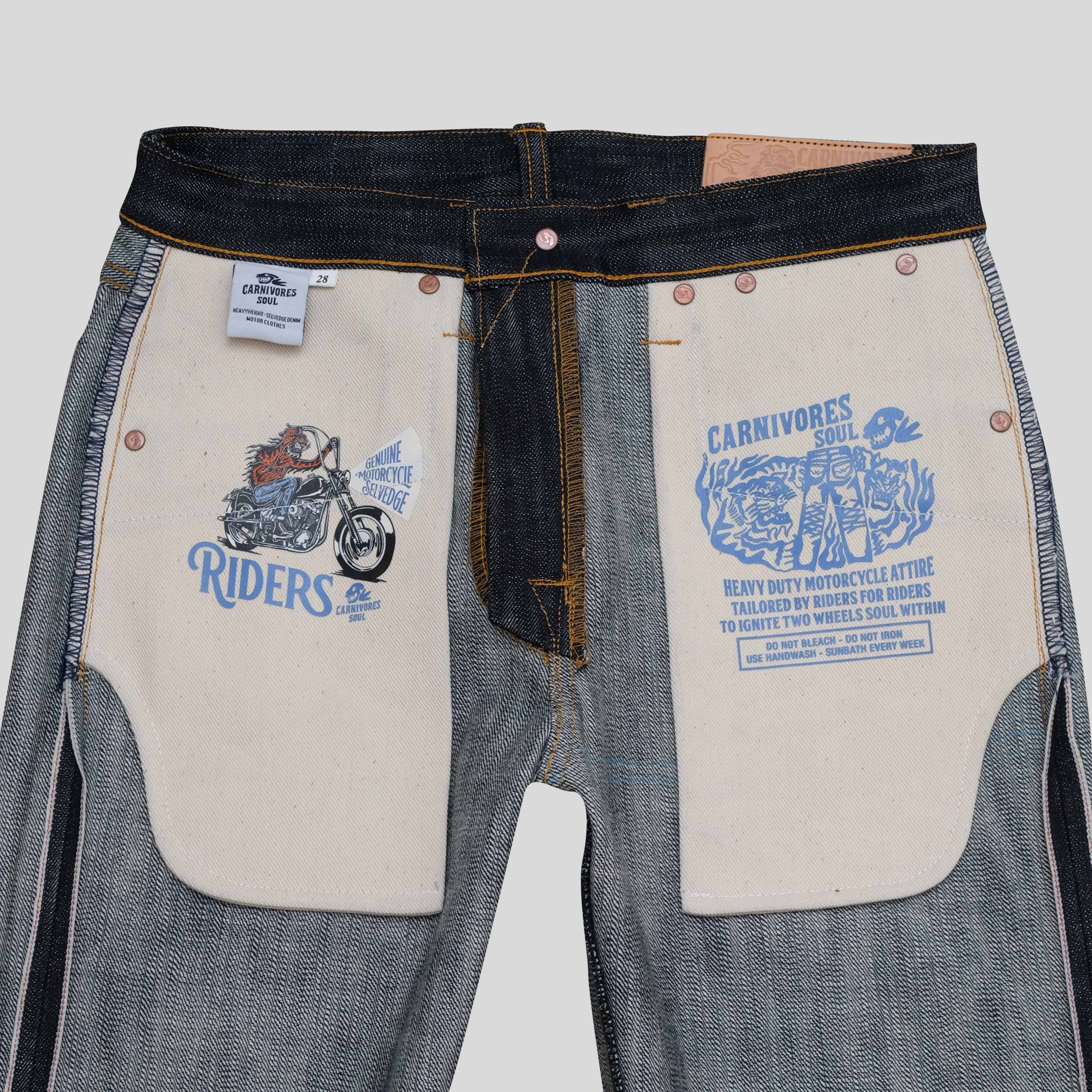 Carnivores Soul - RIDERS 15.5 Oz Indigo Slub Selvedge Denim - Image 8